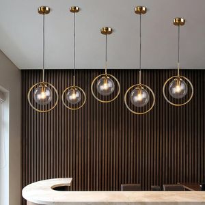 Lampes suspendues Lampes rondes en or moderne Cuisine en verre en métal suspendue pour salon chambre lampe de chevet maison déco luminairespendentif