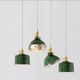 Lampes suspendues Moderne Vert Verre De Luxe Lumière Éclairage Pour Restaurant Salle À Manger Salon Chevet Chambre Étude Suspension Lampe Décor À La Maison