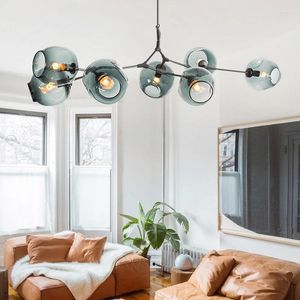 Hanglampen modern huis led kroonluchter Noordse glas woonkamer plafond eetlamp slaapkamer decoratieve moleculaire verlichting