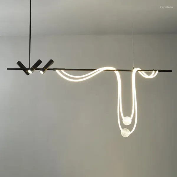 Lámparas colgantes Manguera moderna Led Araña Negro para mesa Comedor Cocina Bar Diseñador Decoración para el hogar Iluminación Lustres Accesorio