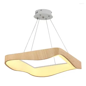 Lampes suspendues Style japonais moderne carré cordon en bois lumière LED acrylique ombre droplights pour salon hall lustre moderne luxe