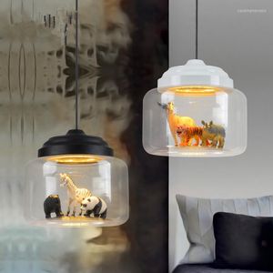 Lampes suspendues lampe moderne maison Led dessin animé luminaires suspendus animaux enfants chambre éclairage intérieur salon décor créatif