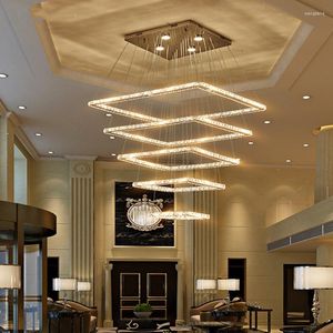 Hanglampen moderne grote luxe led kroonluchter verlichting voor villa woonkamer lichten kristal lang vierkant restaurant hang lamp armatuur