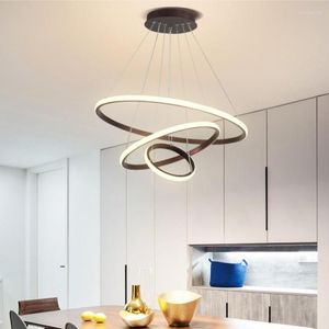 Hanglampen moderne led 3 cirkelringen kroonluchters aluminium body lamp voor dineren woonkamer lampaar