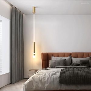 Lampes suspendues moderne LED lustre de chevet lumière nordique chambre de luxe petite barre fenêtre éclairage intérieur décoratif