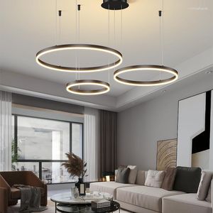 Pendant Lamps Modern Led Ceiling Chandelier Circular Ring Lamp Living Bedroom Dining Room Home Indoor Lighting Decor