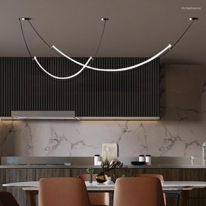 Hanglampen modern led plafond kroonluchter voor eetkamer woonkamer levende keukenbar Noordse minimalistische lineair licht binnenverlichting