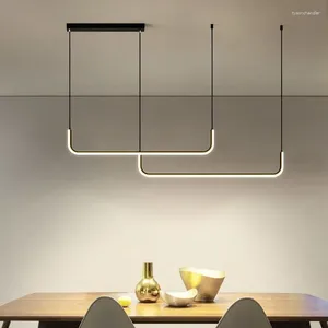 Lampade a sospensione Lampadario moderno a soffitto a LED Nero Oro Dimmerabile Tavolo Sala da pranzo Cucina Bar Decorazioni per la casa minimaliste Lucido