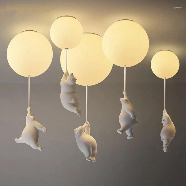 Lampes suspendues plafond moderne à LEDs lumières chaud dessin animé ours lampe pour chambres d'enfants chambre chambre d'enfants décor luminaires