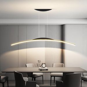Lampes suspendues lustre moderne à LED pour salle à manger cuisine bar salon chambre plafonnier noir conception simple lumière