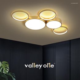 Lámparas colgantes Iluminación LED moderna para sala de estar Dormitorio Cocina Hogar Moda Círculo de oro Decoración Lámpara de techo Atenuación