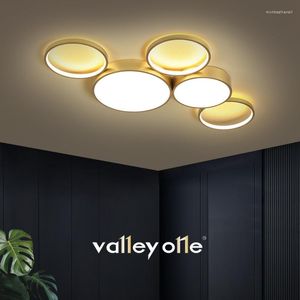 Lampes suspendues Lustre LED moderne éclairage pour salon chambre cuisine maison mode cercle d'or décoration plafonnier gradation