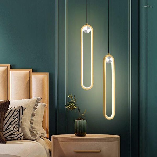 Lámparas colgantes Lámpara LED moderna Sala de estar Dormitorio Anillo Diseño de control remoto Iluminación de decoración del hogar simple