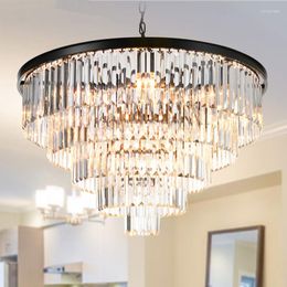 Lampes suspendues Moderne LED Lustres En Cristal Luminaria El Lobby Noir Rond Carré Lustre De Luxe Éclairage Pour Salon Chambre Droplight