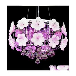 Hanger lampen moderne led kristallampen eenvoudig plafondlicht handgemaakt bloemblaadje kroonluchter slaapkamer eetkamer verlichting lamp druppel dhozy dhozy