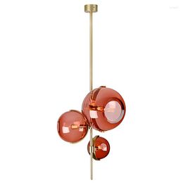 Lampes suspendues modernes LED lumières en verre Art créatif lampe rouge salon salle à manger cuisine suspendus luminaires de décoration