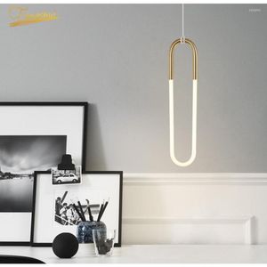 Lampes suspendues Lampe à LED moderne Éclairage Minimaliste Golden Tube Lights Art Deco Hanginglamp Home Indoor Industrial