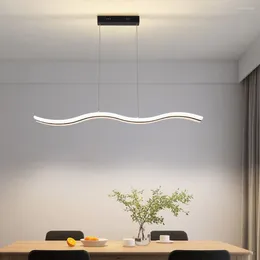 Hanglampen Moderne LED -lamp Minimalistische strip Kroonluchter voor levende eetkamer keukeneiland Keukeneiland Home Decor Hanging Lighting Fixture
