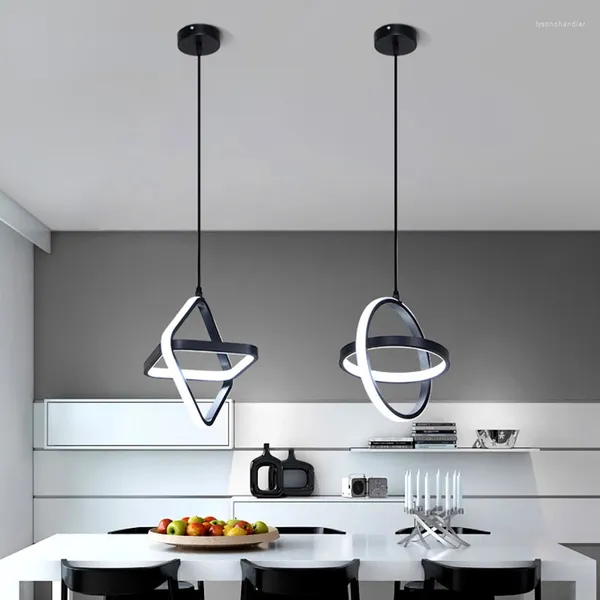 Lámparas colgantes Luz Led moderna Lámpara de araña creativa en blanco y negro para comedor Cocina Dormitorio colgante
