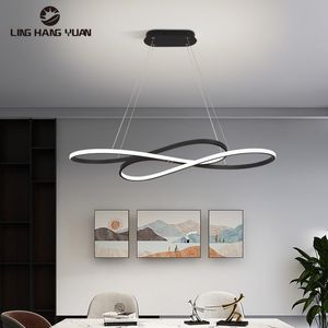 Pendants Lumières LED modernes pour le salon Dining Home Home Hanging Lightings Gold Black AC 110V 220V