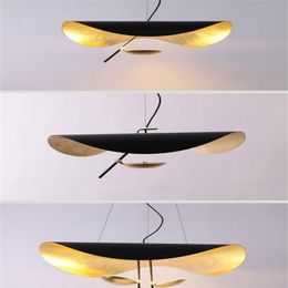 Lampes suspendues LED moderne lumière postmoderne salle à manger chambre luminaire rétro noir or Texture lampe suspendue 2432