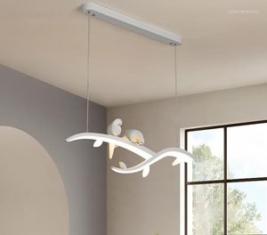 Lampes suspendues Lumières Led Modernes Pour Salle À Manger Cuisine Bar Boutique Lampe Blanche Avec Oiseau