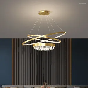 Hanglampen Moderne LED-verlichting voor woonkamer 63W 95W Glans Dimbaar met afstandsbediening Armatuur Woondecoratie Binnen