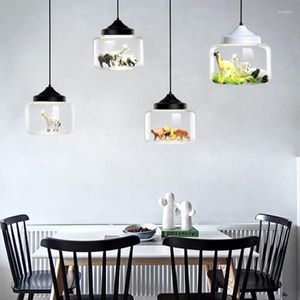 Hanglampen moderne ledlichten glas ingebouwd in een verscheidenheid aan kleine dieren panda tijger lamp hangende lamp slaapkamer kinderkamer