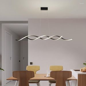 Hangende lampen moderne LED lange grootte DNA -lichten voor een eetkeuken op hangende huisdecor dubbele helix lamp armatuur
