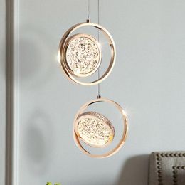 Hanger lampen moderne led ronde lichten kristallen ring op hangende goud bedlichtverlichting decoratie slaapkamer roteerbare luxe droplightpendant