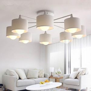 Lampes suspendues Moderne LED Blanc / Noir / Or / Argent Lustres De Plafond E27 Avec Abat-Jour Simple Luminaires Créatifs Pour Le Salon