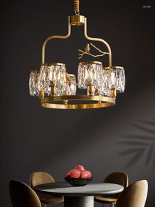 Lampes suspendues moderne lumière luxe cuivre cristal oiseau salon chambre à manger Villa El lustre lumières E14 AC110V 220V