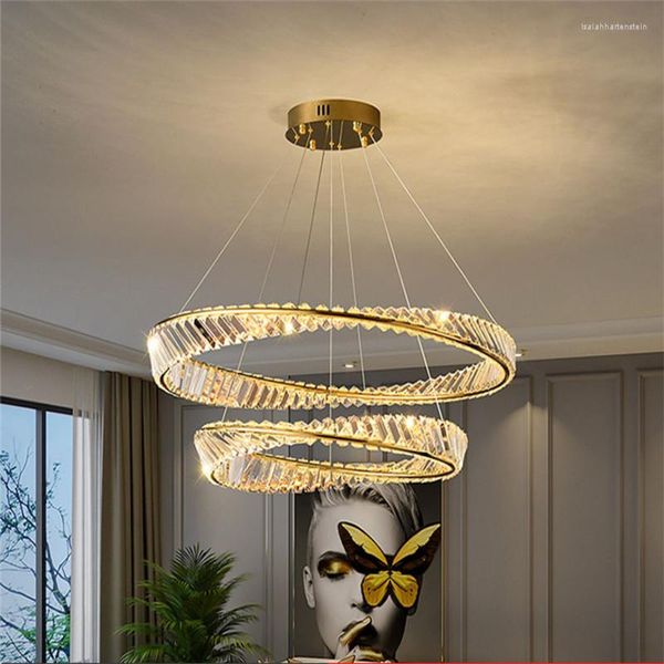 Lampes suspendues Lumière moderne Luxe Salon Lustre en cristal Atmosphérique Simple Chambre Lampe à manger