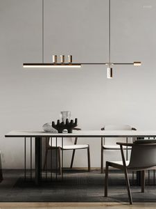 Lámparas colgantes, luz moderna, lámpara de comedor Simple de lujo, sentido de alto nivel, mostrador de Bar ranurado, iluminación de decoración Interior de cocina