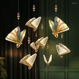 Hanglampen moderne lichten led Noordse hangende verlichting suspensie vlinder glas bed slaapkamer eetkamer eet bar hal indoor decor lamp