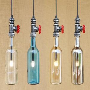 Luminárias pendentes luzes modernas nórdico vintage lâmpada de vidro Rússia loft cozinha jantar iluminação retrô G4 garrafa de vinho pendurada
