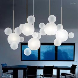 Lámparas colgantes Lámpara de sala de estar moderna Iluminación cálida / blanca Lámpara LED de burbuja de vidrio transparente creativa para accesorios de comedor