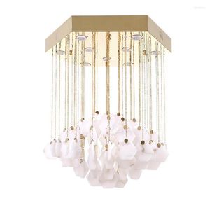 Hanglampen moderne woonkamer luxe mable led gu10 lichten glans gouden stalen zeshoek luifel hangende lamp indoor verlichting armaturen