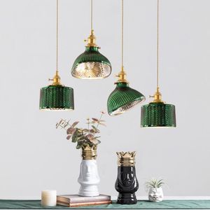 Lampes suspendues Moderne LOFT E27 Pur Cuivre Porte-Lampe Lustre Simple Vert Verre Cuisine Salon Chambre Bar Intérieur LustrePendentif