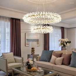 Lámparas colgantes, candelabro moderno de cristal con flores brillantes, lámpara colgante nórdica de lujo, iluminación interior, decoración del hogar para sala de estar y dormitorio