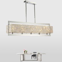 Hanglampen moderne luxe helder kristallen rechthoek chrome kroonluchter verlichting led home decoratie hanglamp indoor lights fixturependant