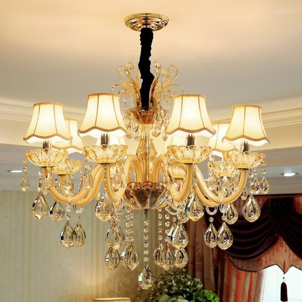 Lámparas colgantes Lámpara de araña de cristal de lujo moderna Iluminación para sala de estar Lustre europeo Para con sombra Lámpara interior Decorativa para el hogar