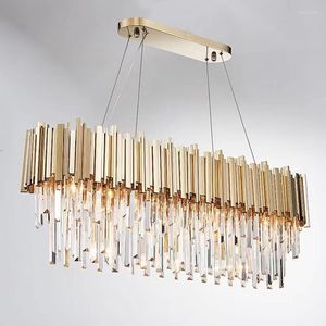 Hanglampen Modern Luxe Kristal Eetkamer Woonkamer Kroonluchters Gouden Metaal Villa Kamerverlichting Nordic Interieur Decoratieve Lamp