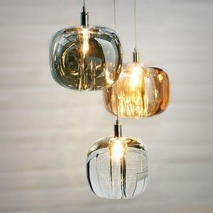 Lampes suspendues Lampes de cristal de luxe modernes LED verre coloré pour salon décor lampe restaurant luminaires salle à manger lampe à main