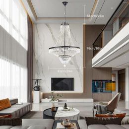 Lampes suspendues Lustre en cristal Empire français de luxe moderne LED lampe suspendue Foyer plafonnier luminaire élégant hauteur réglable