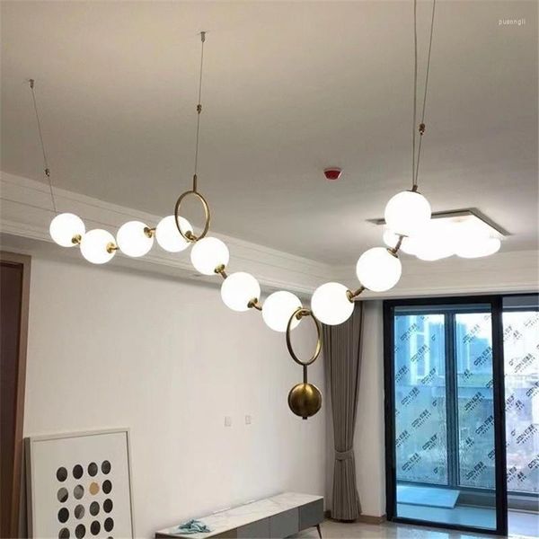 Lampes suspendues Moderne De Luxe LED Perle Lustre Minimaliste Designer Magic Bean Lumière Salon Bar Bande Fond Mur De Chevet