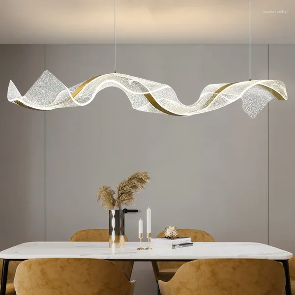 Lampes suspendues Lumières de luxe modernes Vague d'eau LED Lustres de plafond Nordique Salon Table à manger Bar Bureau Intérieur Suspendu