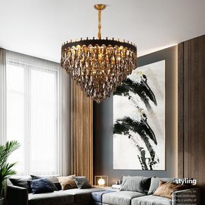 Hangende lampen moderne luxe rokerige grijs kristallen led -lichten glans slaapkamer woonkamer eetkamer binnen verlichtingslamp hangende lamp