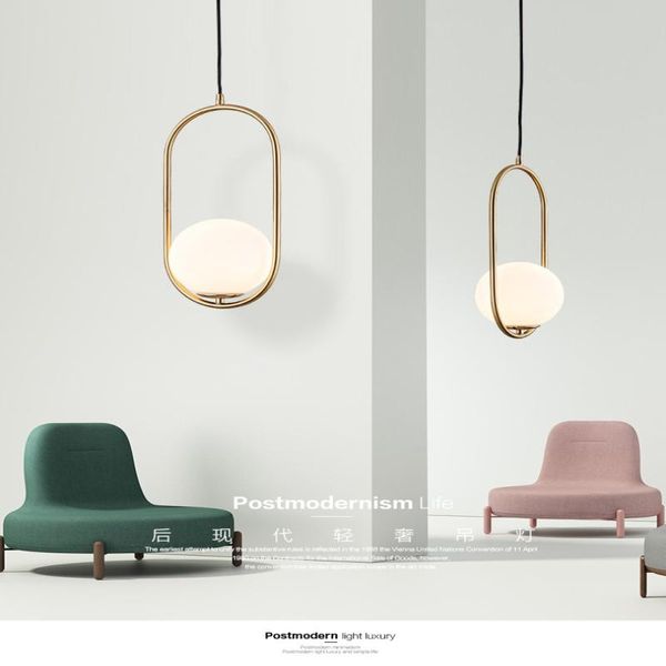 Pendants lampes modernes plafonniers minimalistes lustre en verres en fer forgé en verre or E14 chambre à coucher salle de chevet AC90-260vpendant