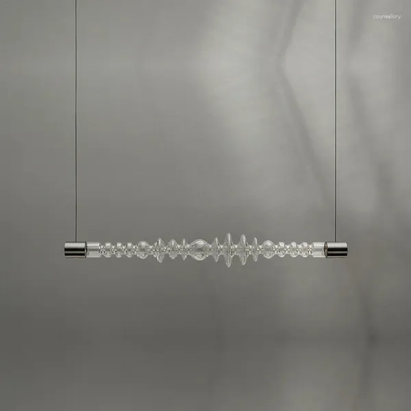 Lámparas colgantes Modern Minimalist Chandelier Designer Restaurante creativo de comedor personalizado Lámpara de vidrio Bar contador Led largo